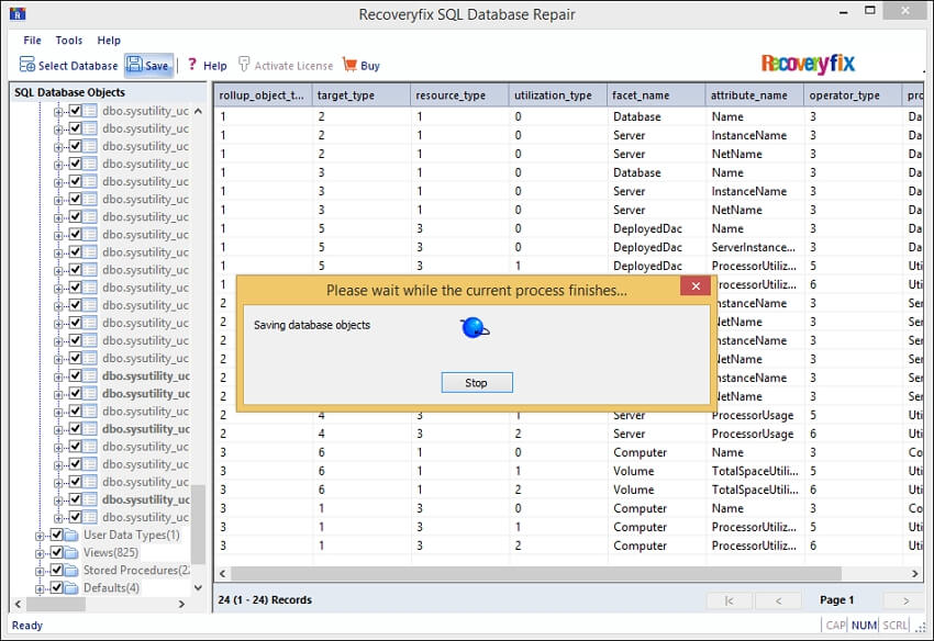 Repair MDF file process completed, save MDf file